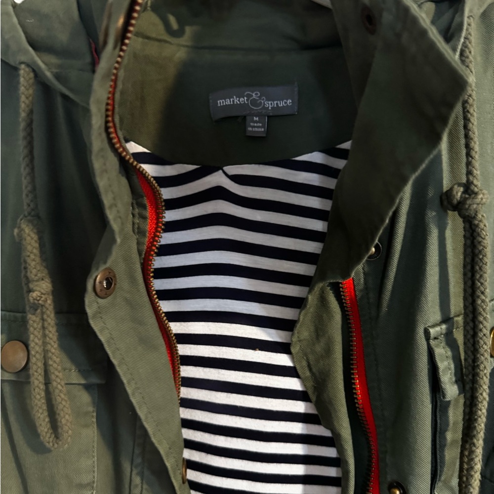 41 Hawthorn Chaplin Essentials Lined Hooded Anorak Jacket in olive green medium - Picture 4 of 8